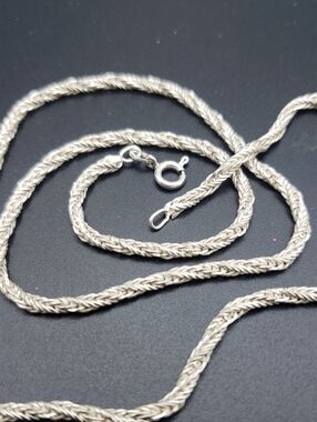 HCI Sterling Silver Braided Rope Diamond-cut Chain - .925 Italy Bougie 20 inches